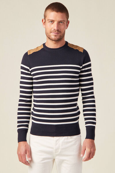 Pull manches longues bleu foncé homme
