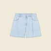 Short droit en jean à pinces denim bleach femme