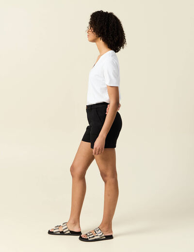 Short chino éco-responsable noir femme
