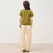 T-shirt droit col rond manches courtes vert kaki femme