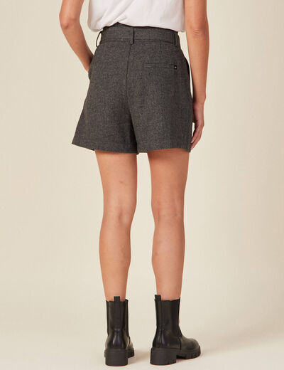 Short paperbag taille haute gris foncé femme