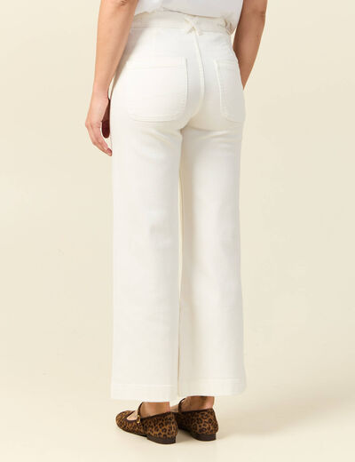 Jeans large taille haute denim blanc femme