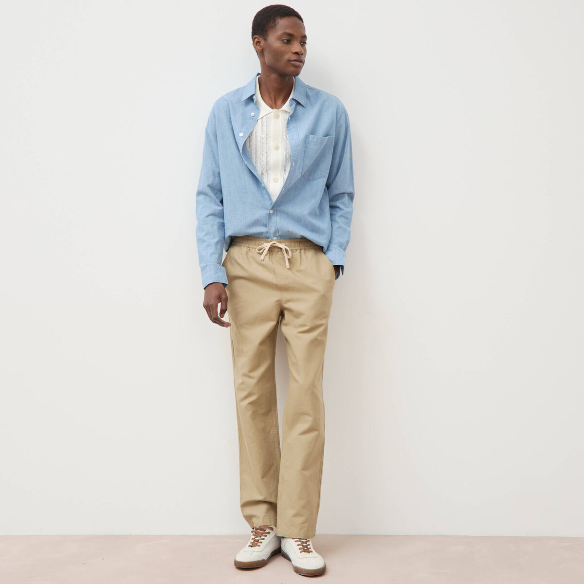 Pantalon coupe straight vert olive homme