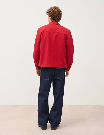 Surchemise droite en coton rouge fonc&eacute; homme