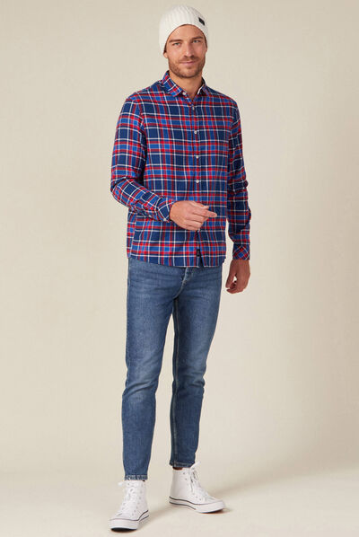 Chemise manches longues bleu electrique homme