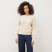 Pull oversize col v manches longues creme femme