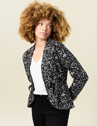 Gilet manches longues noué noir femme