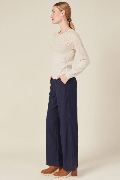 Pull manches longues beige femme