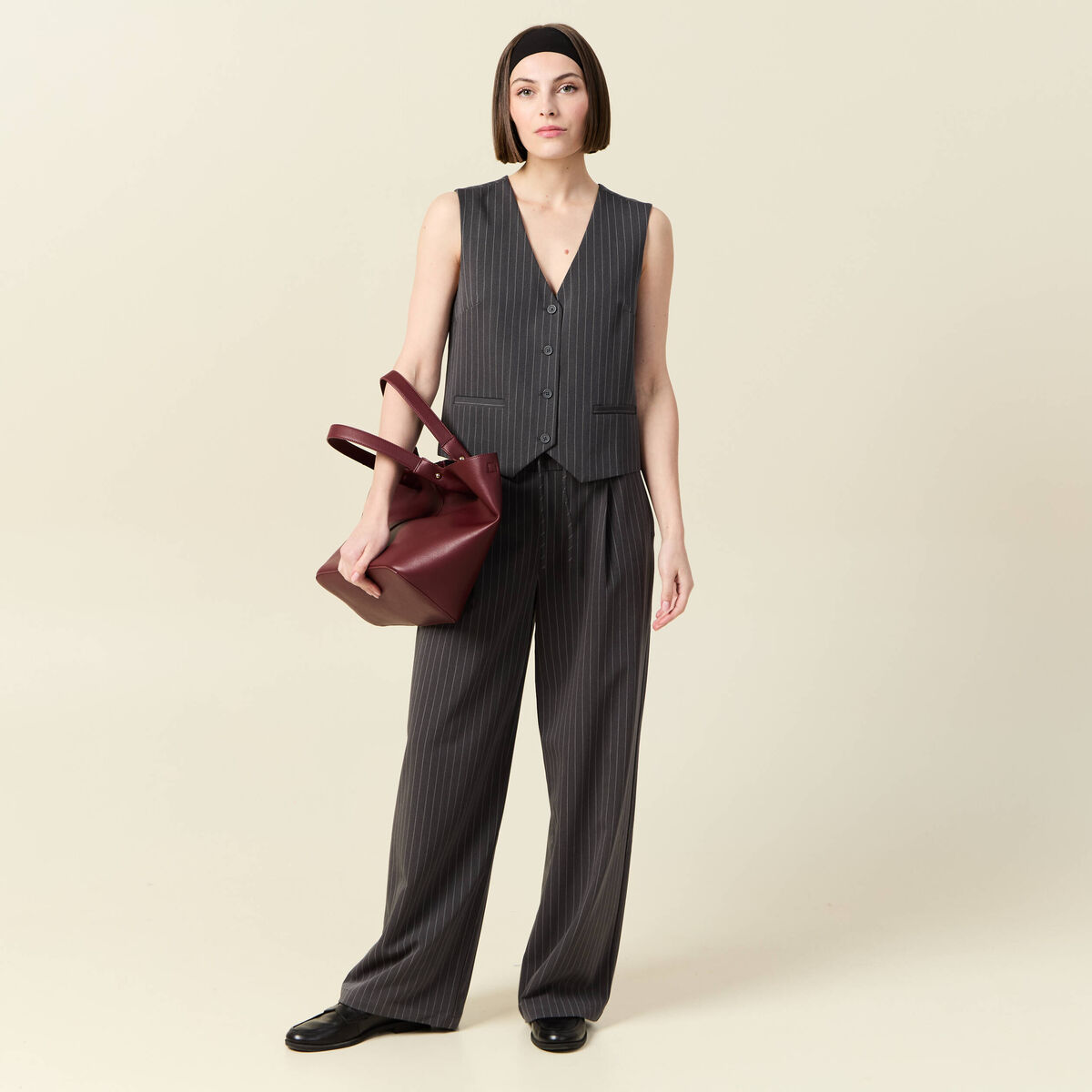 Veston sans manches gris femme