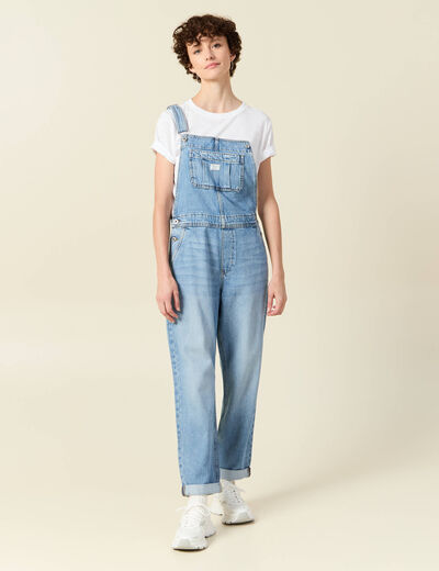 Salopette en jean denim stone femme