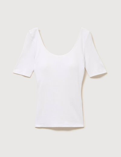 T-shirt ajust&eacute; avec brassi&egrave;re int&eacute;gr&eacute;e blanc femme