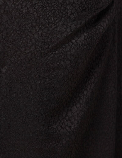 Jupe midi droite fendue satin noir femme