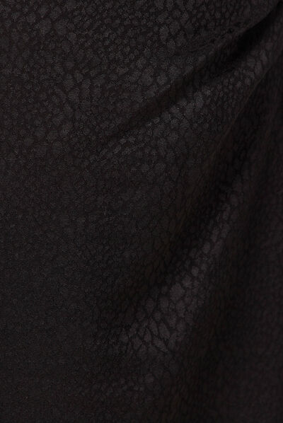 Jupe midi droite fendue satin noir femme