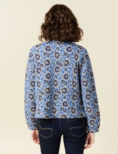 Gilet imprimé manches longues bleu femme