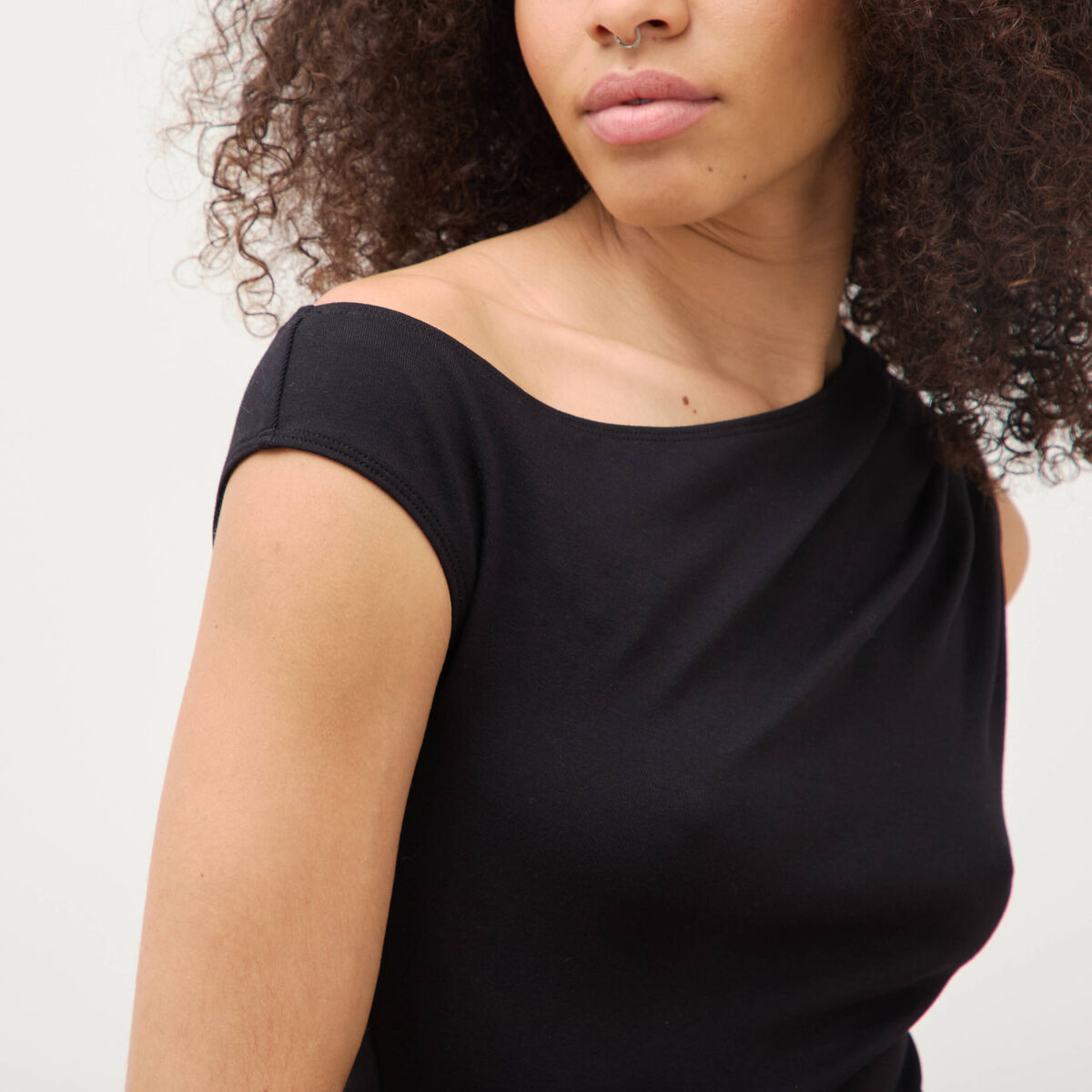 Body ajust&eacute; encolure bardot noir femme