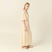 Robe longue empire col en V creme femme