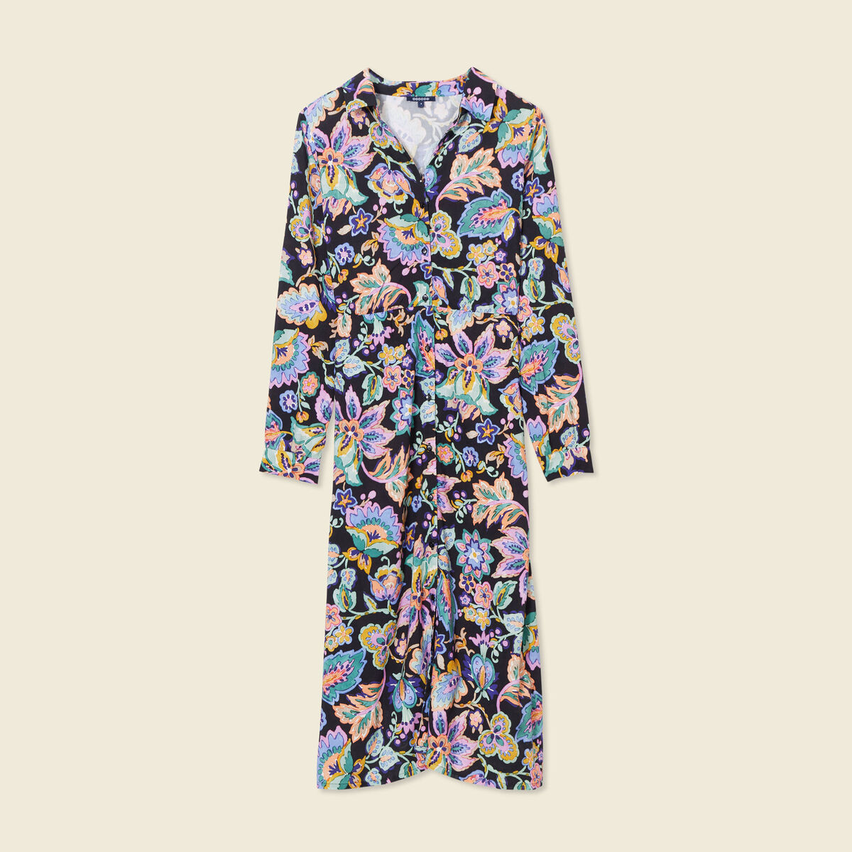 Robe midi droite multicolore femme
