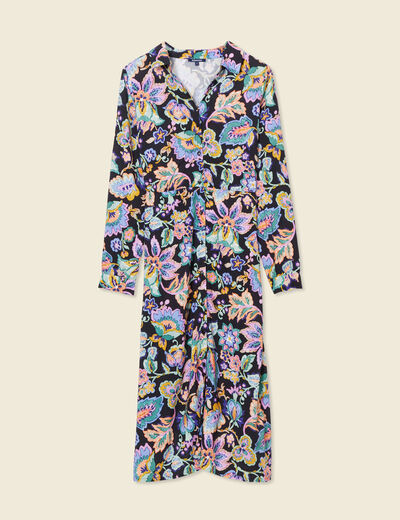Robe midi droite multicolore femme