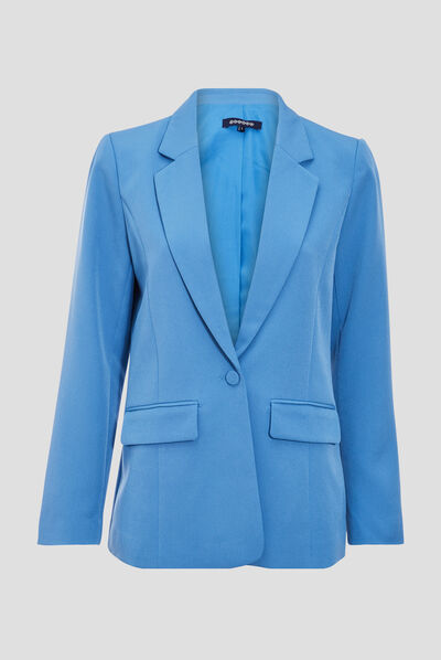 Veste esprit tailleur droite bleu femme