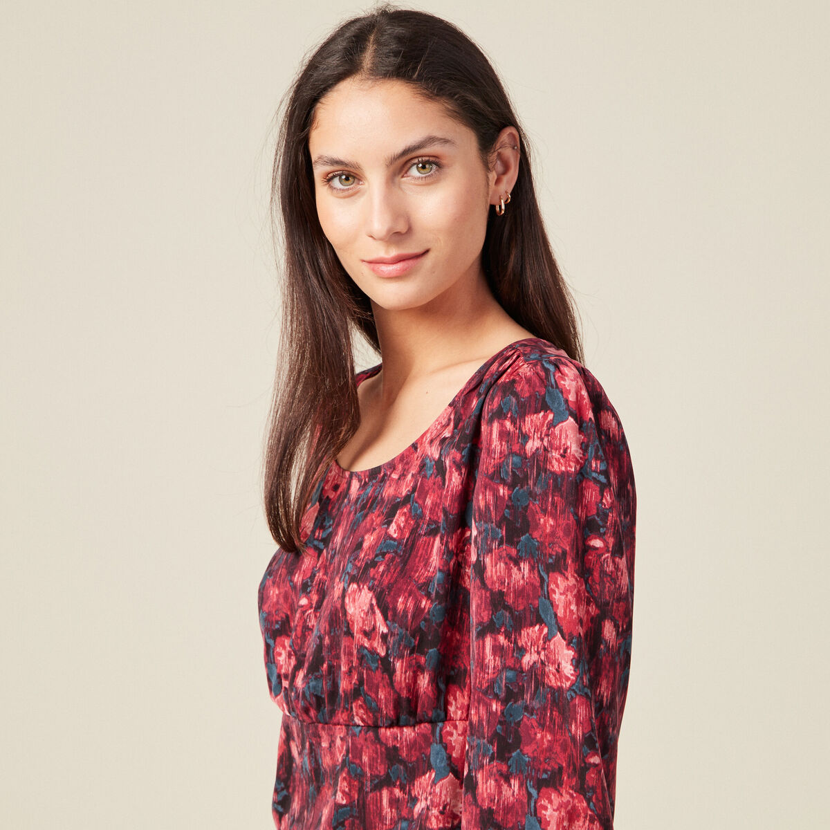 T-shirt manches longues satin noir femme