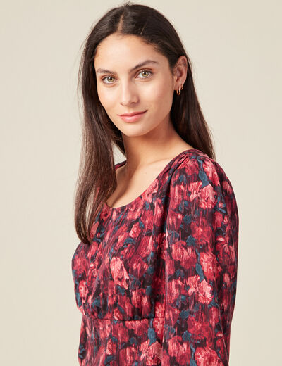 T-shirt manches longues satin noir femme