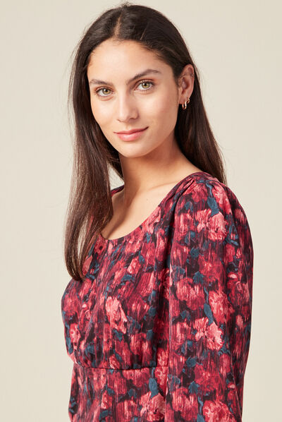 T-shirt manches longues satin noir femme