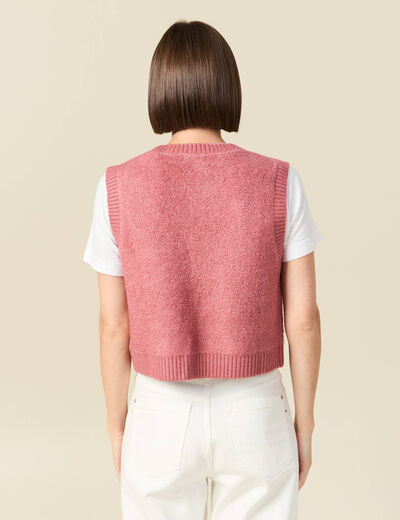 Gilet sherpa droit sans manches mauve femme