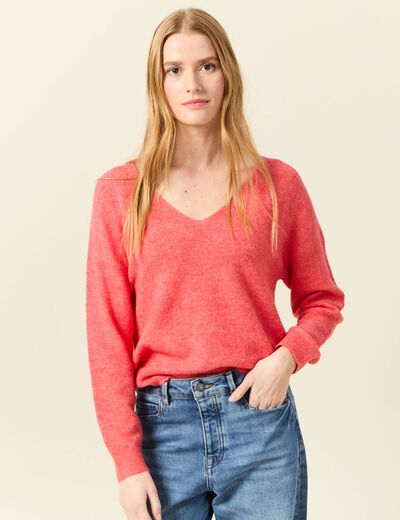 Pull manches longues orange femme