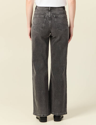 Jeans large taille haute denim snow gris femme