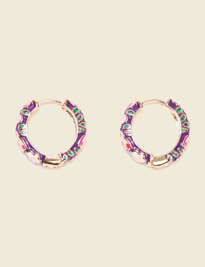 Boucles d'oreilles créoles violet femme