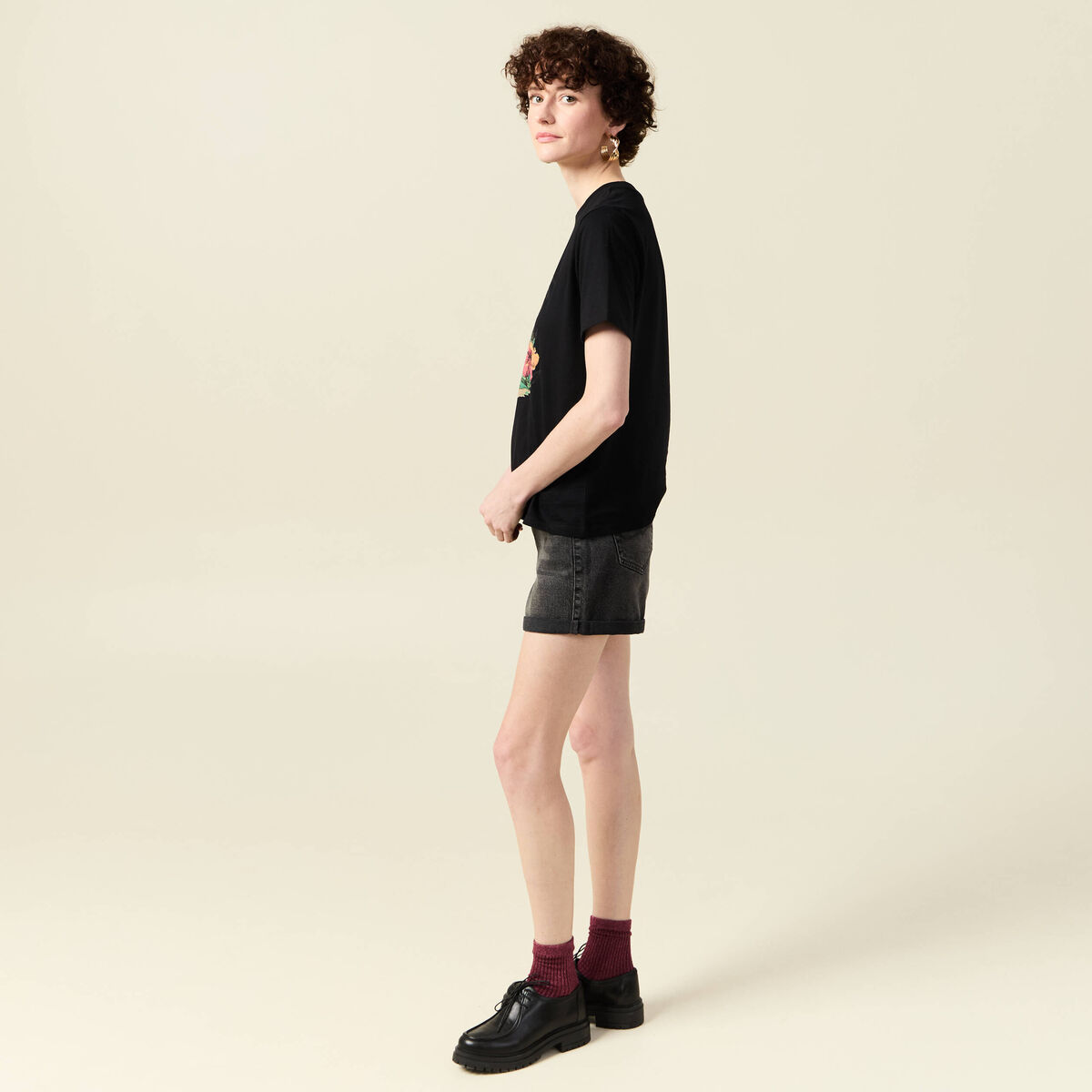T-shirt manches courtes noir femme