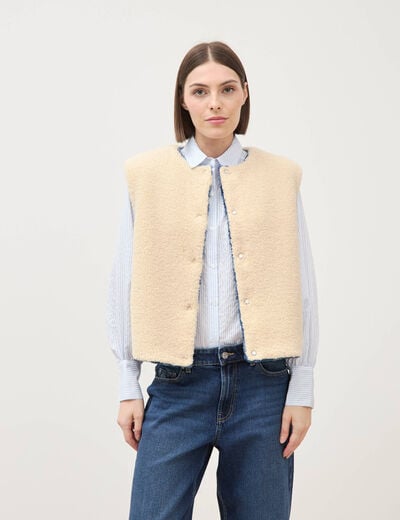 Gilet sans manches r&eacute;versible bleu femme