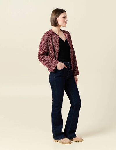 Gilet matelassé col rond rouge foncé femme