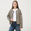 Veste droite manches longues col rond noir femme