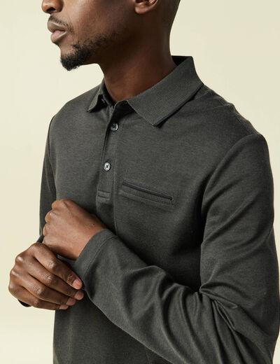 Polo cintr&eacute; manches longues noir homme