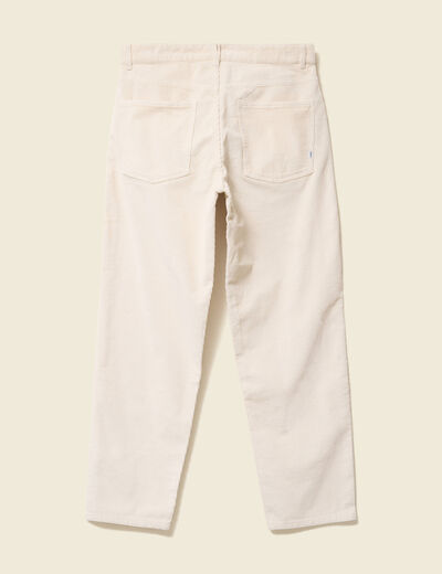 Pantalon droit en velours longueur 32 ecru homme