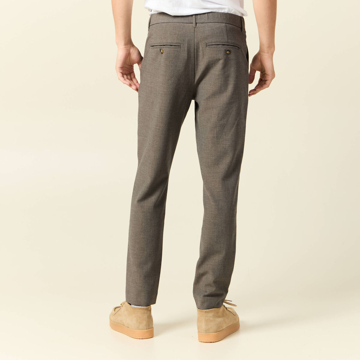 Pantalon chino jogger taupe homme