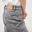 Jeans straight 7/8&egrave;me taille haute denim gris femme