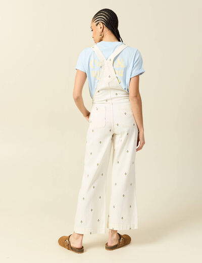 Salopette en jeans &agrave; fines bretelles denim blanc femme