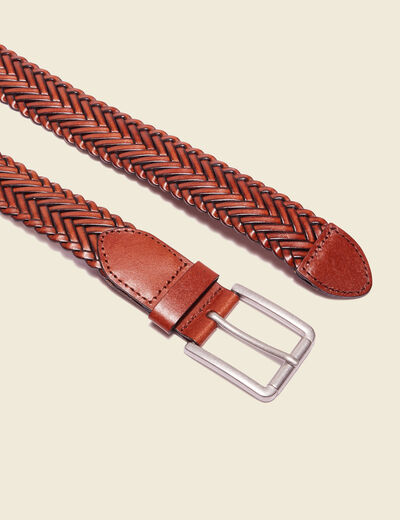 Ceinture tressée marron homme