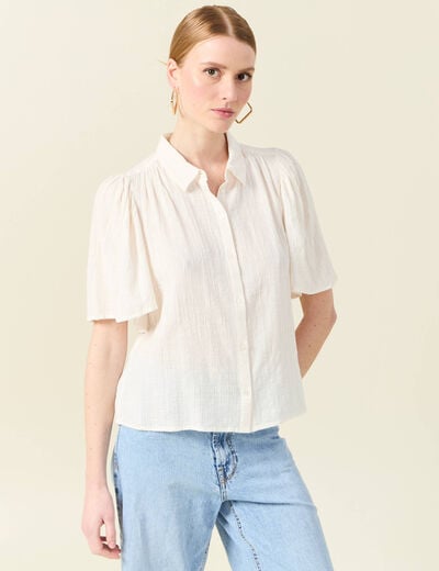 Chemise manches courtes creme femme