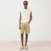 Pull sans manches col rond en coton ecru homme