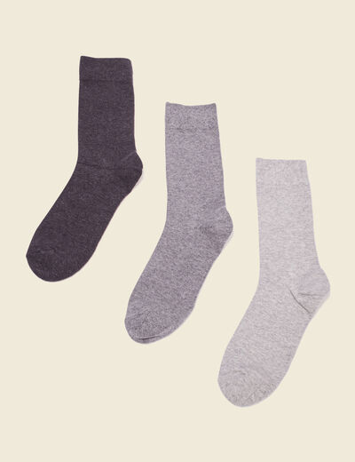Lot 3 paires de chaussettes homme unies gris clair homme