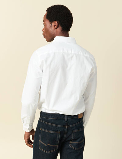 Chemise droite courte col am&eacute;ricain blanc homme