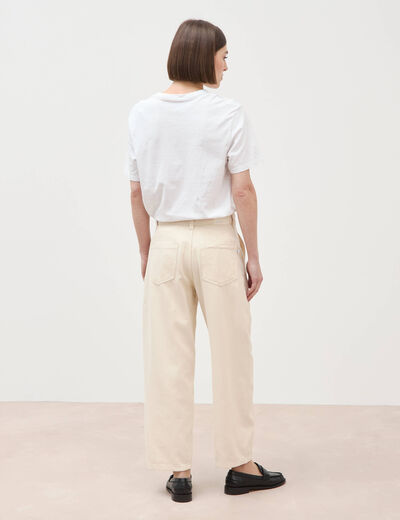 Jeans slouchy taille haute denim blanc femme