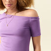 T-shirt asymétrique manches courtes violet femme