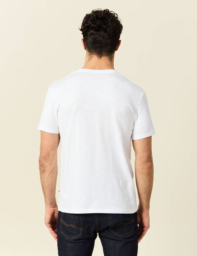 T-shirt ajust&eacute; col rond manches courtes blanc homme