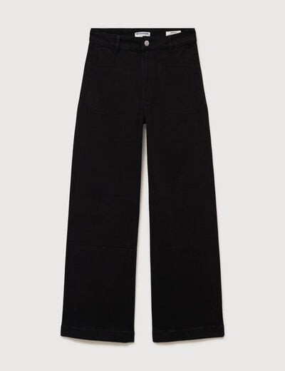 Jeans large taille haute denim noir femme