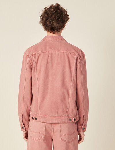 Veste droite boutonné en jean rose homme
