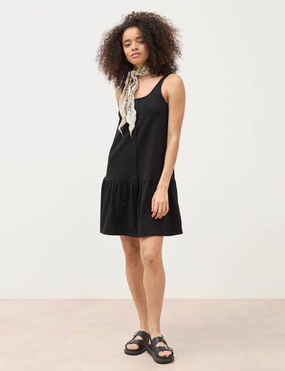 Robe sans manches en maille col rond noir femme